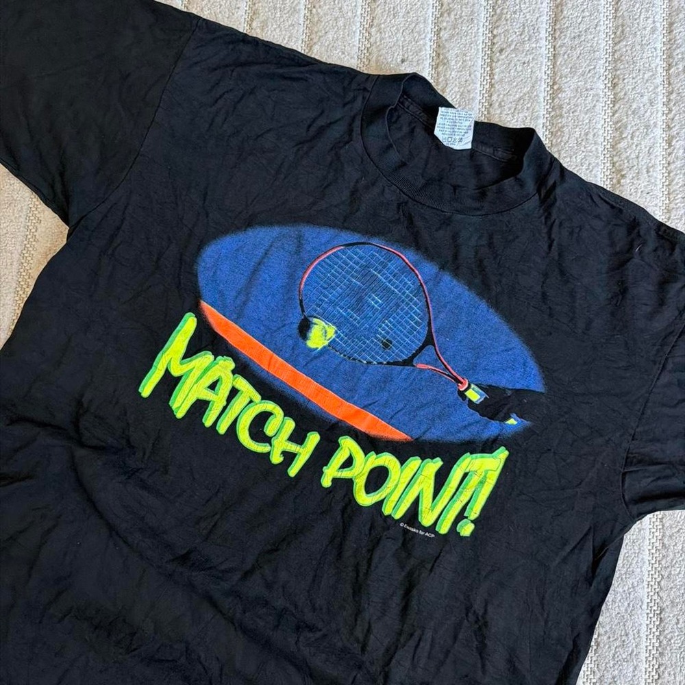 VTG 90s tennis Tshirt size XL Sportswear Retro Activewear  'MATCH POINT!'